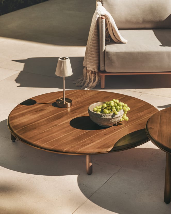 Mesa de centro para jardín redonda en madera de acacia Olivia