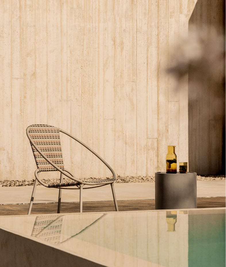 Stapelbarer Gartensessel Maryland aus Stahl und Kunstgeflecht