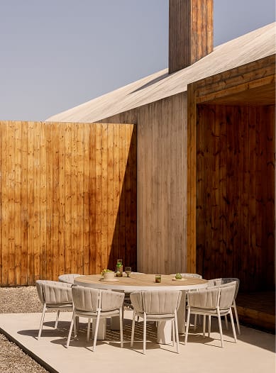 Riviera runder Gartentisch Ø180 cm aus Teakholz und Aluminium