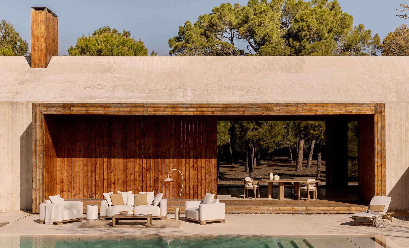 Gartenset mit 2-Sitzer-Sofa, 2 Sesseln und Couchtisch aus Akazienholz 125x80 cm Ioanis