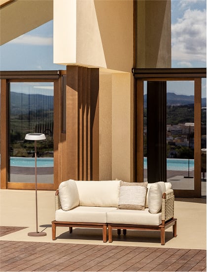 Giulia 2-częściowa modułowa sofa ogrodowa z 2 fotelami narożnymi w kolorze akacji