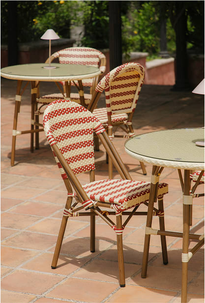 [*]Sedia da giardino impilabile Solange Bistro in rattan sintetico e alluminio