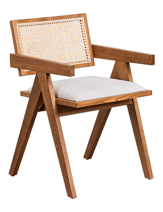 Esszimmerstuhl aus eschenholz gepolstert mit armlehnen Lali