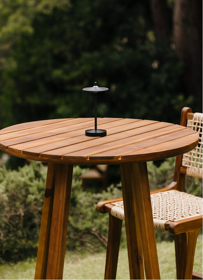 Mesa alta de jardín redonda Ø70 cm en madera de acacia Magda
