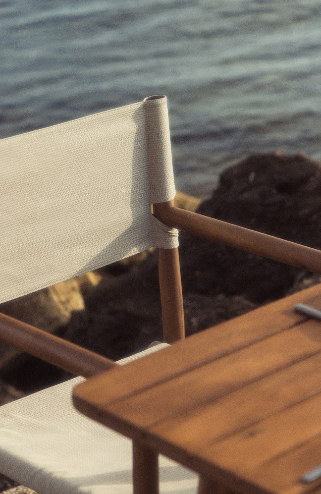 Składane krzesło reżyserskie ogrodowe z drewna akacjowego Olivia