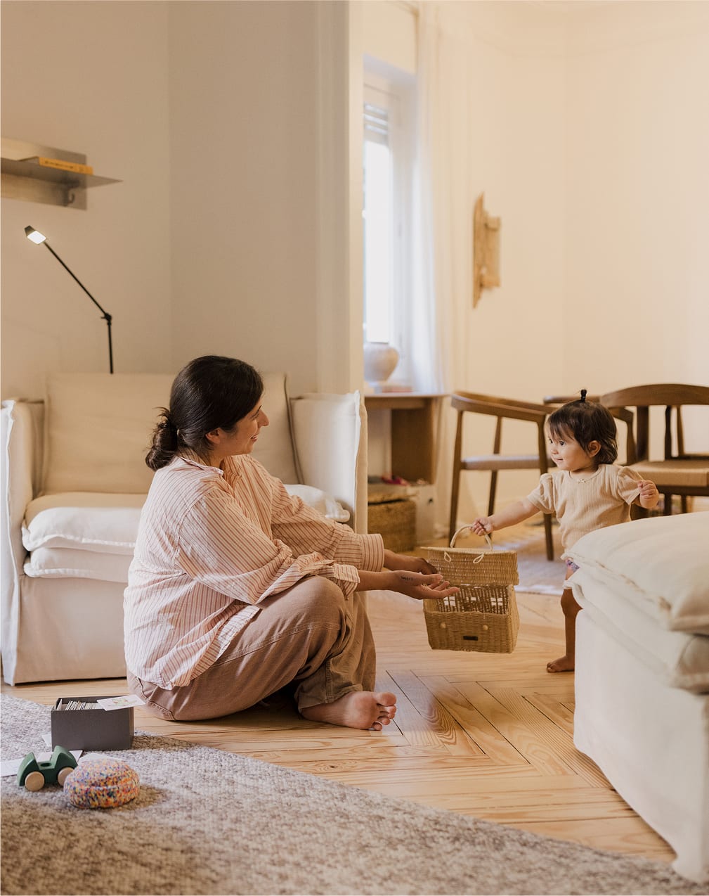 Grace Lounge-Set aus Leinen und Baumwolle mit Sessel und Pouf