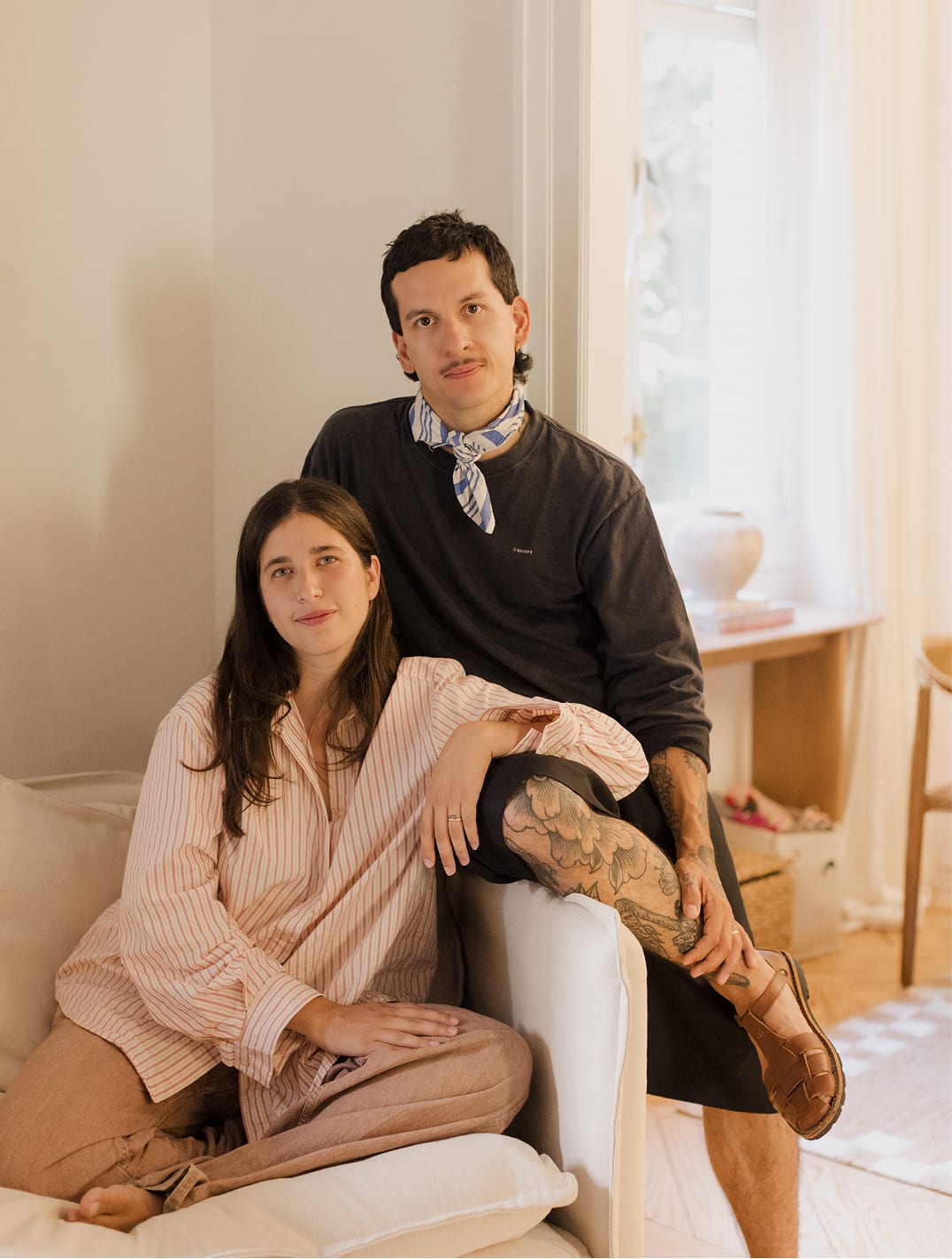 Sessel mit Armlehnen aus Leinen und Baumwolle Grace