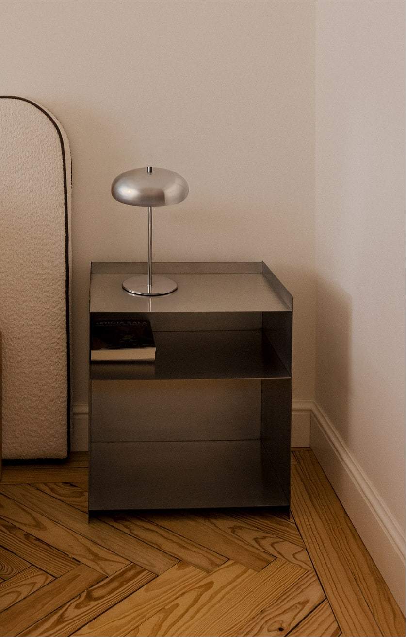 Nolvia rectangular bedside table 45x35 cm in stainless steel