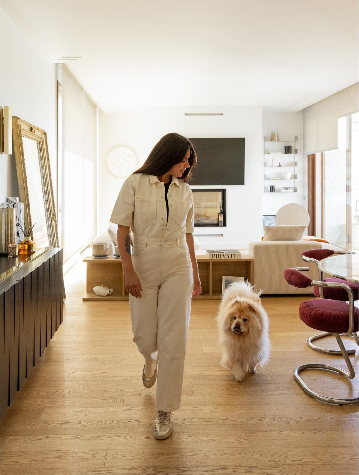 Modulares Sofa mit rechter Chaiselongue, 3-teilig mit hoher Armlehne und Hocker ↔︎480 cm Bruna