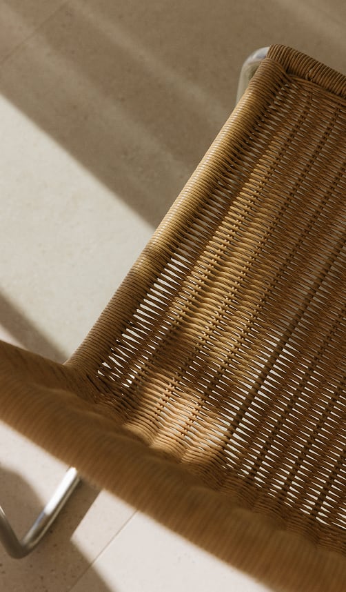 Omaha sedia da pranzo in acciaio inossidabile e rattan sintetico