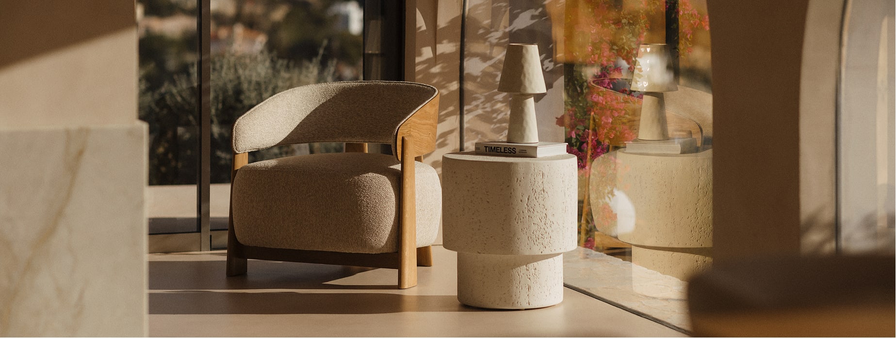 Sessel aus Eichenholz mit Olea-Bezug