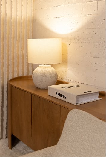 Lámpara de mesa en lino y terracota Aloia