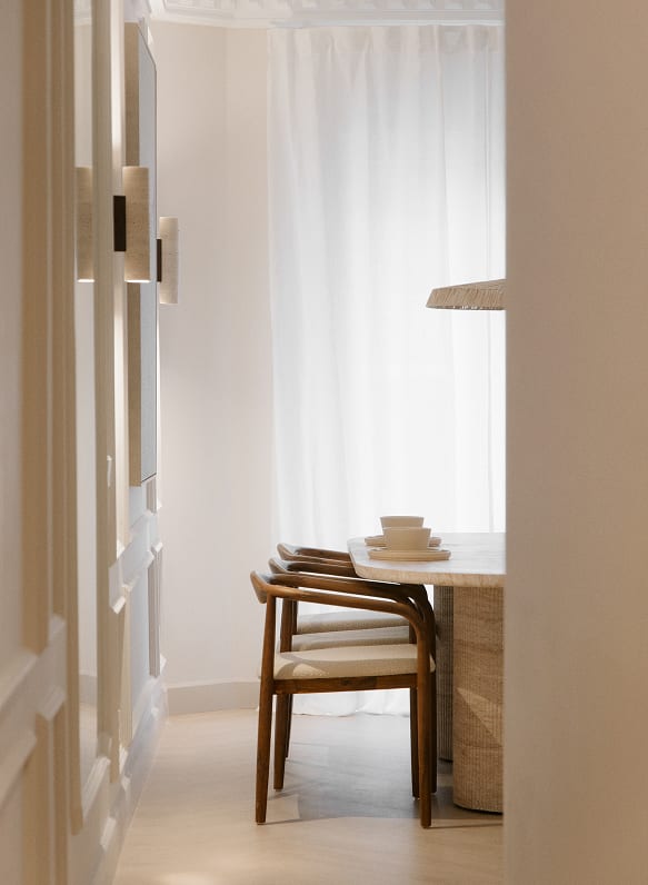 Mesa de jantar oval 220x100 cm em cimento look travertino Velia