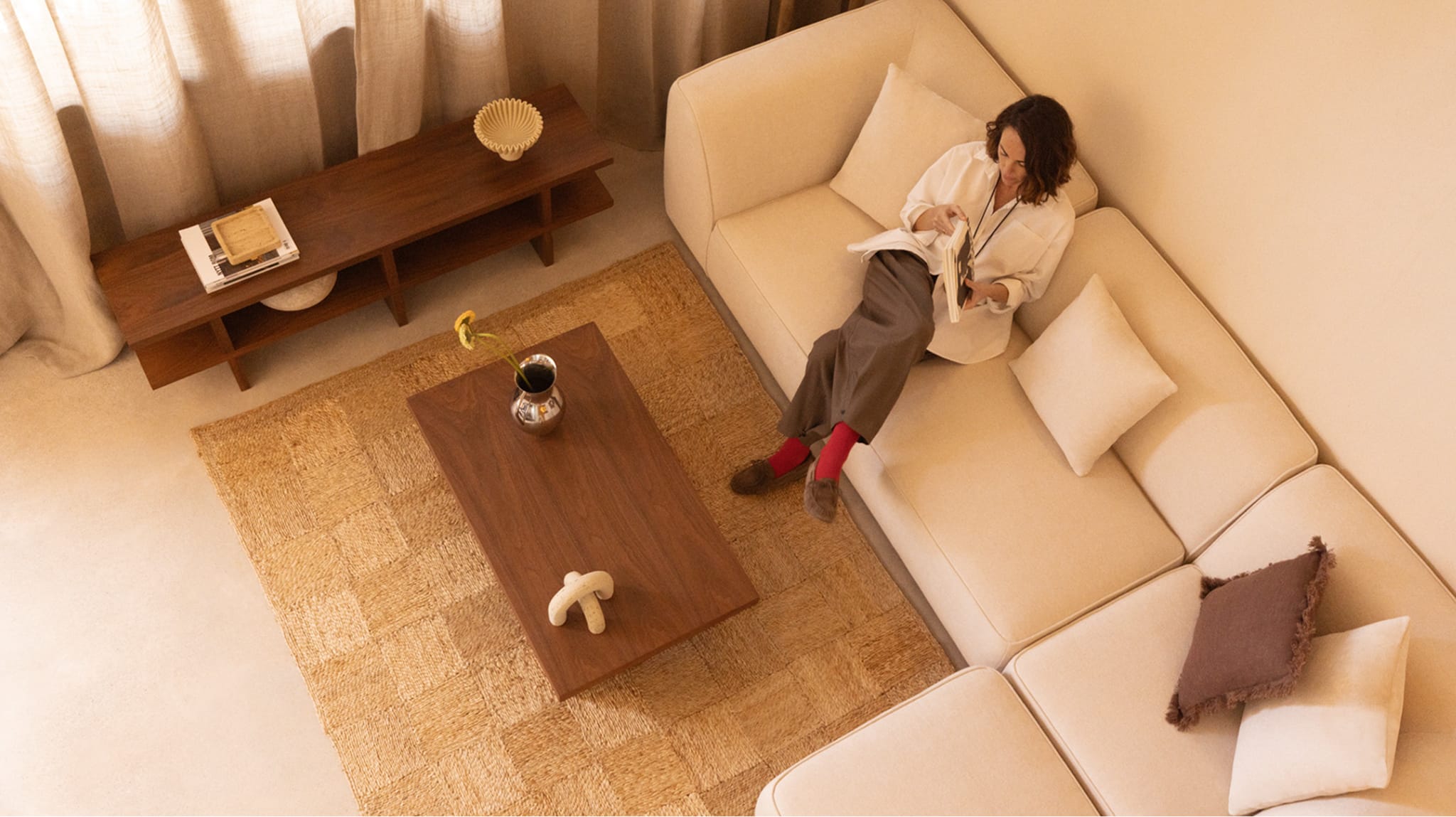 Divano componibile chaise longue destro imbottito Cardea a 3 pezzi