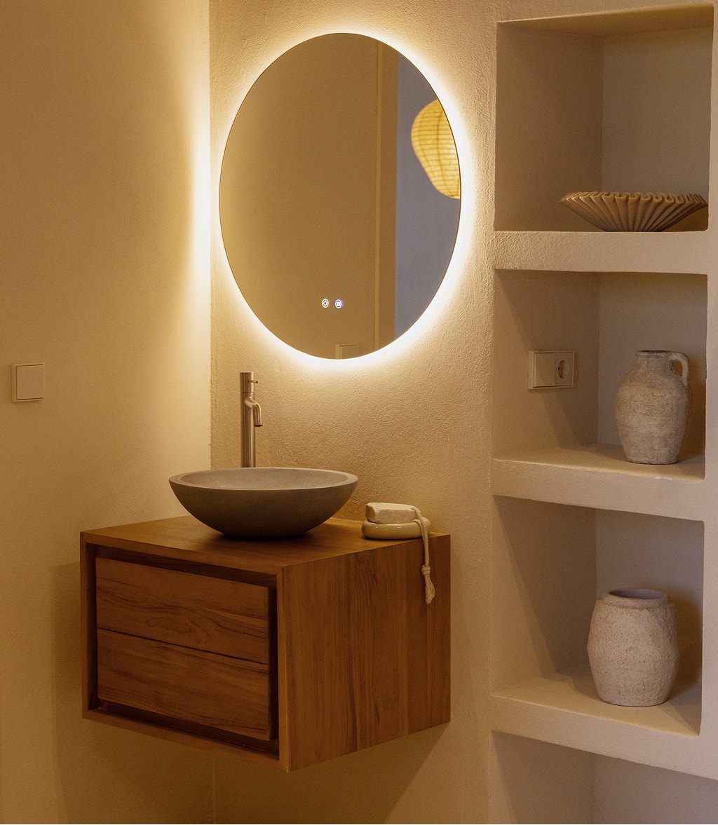 Set di mobili da bagno sospesi in legno di teak Jabari