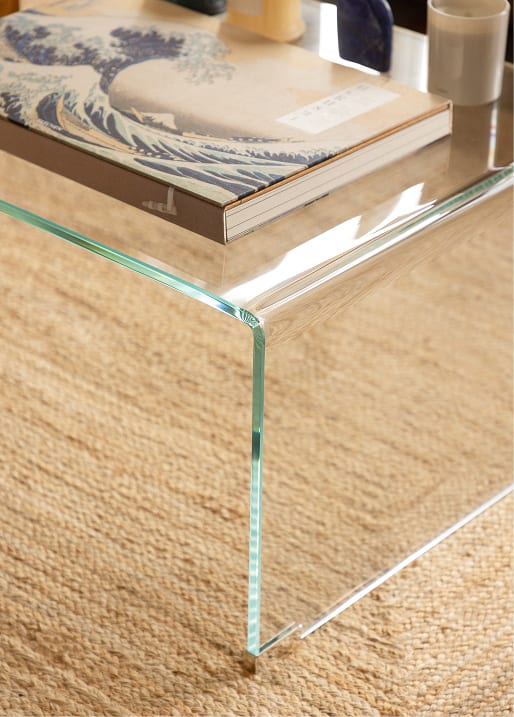 Mesa de centro rectangular 110x55 cm en cristal templado Crhis