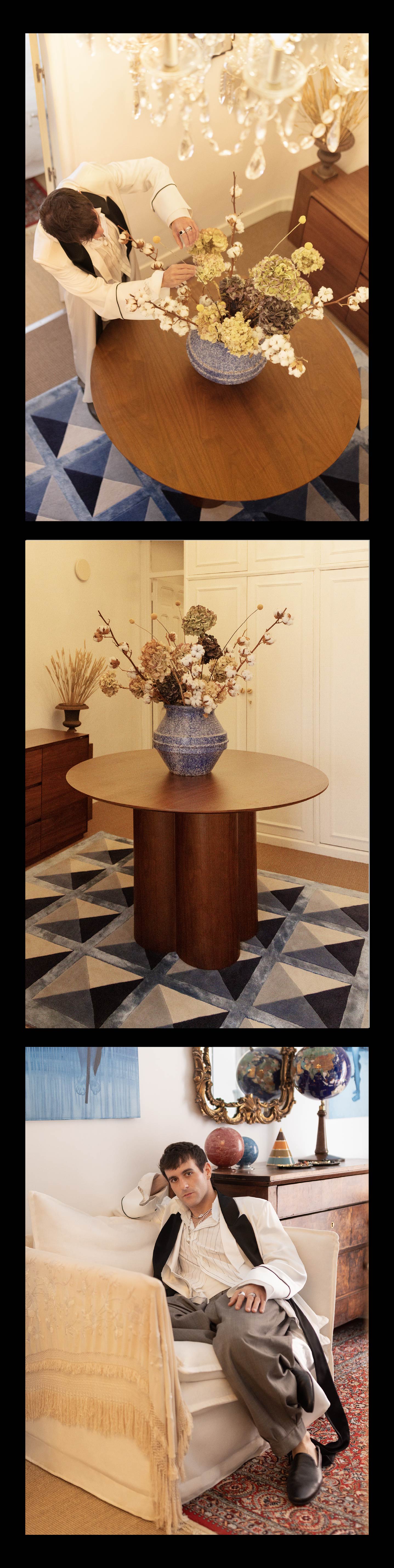 Mesa de comedor redonda Ø120 cm en chapa y MDF Athena