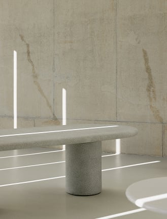 Tavolo da pranzo ovale 260x110 cm in cemento Aurean