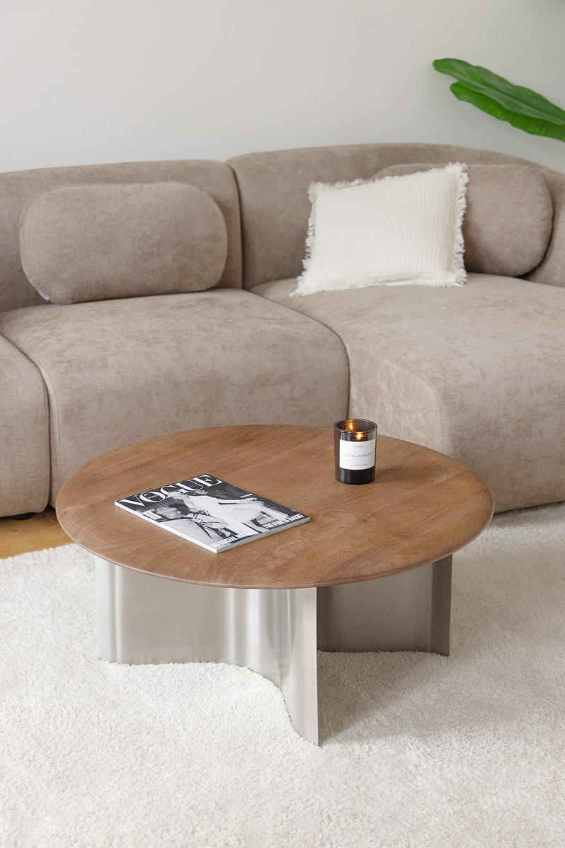 3-piece right modular chaise longue sofa in Coquette chenille