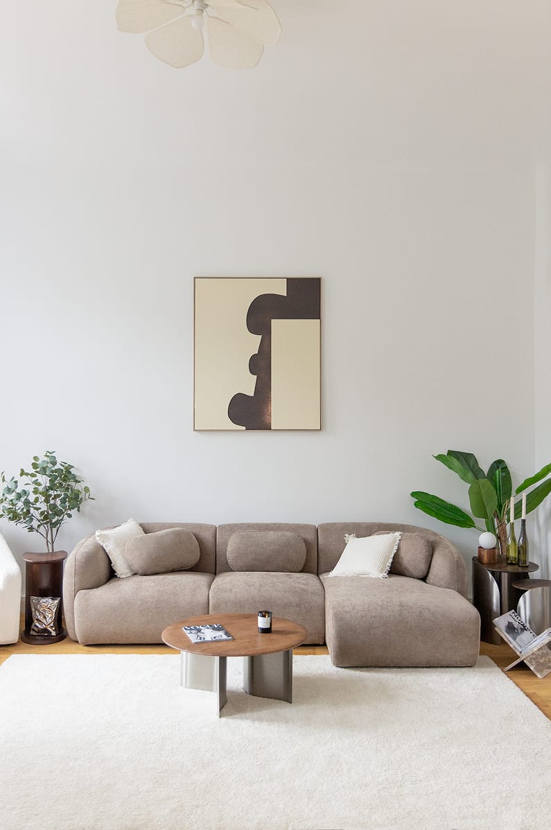 Canapé modulaire avec chaise longue droite 3 pièces en chenille Coquette