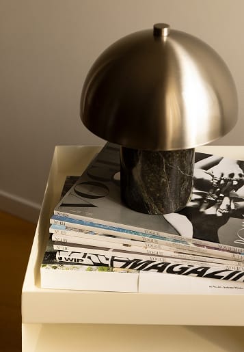 Wireless LED table lamp in iron and natural stone Nicolas