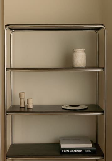 Acacia wood and stainless steel shelving Altrex