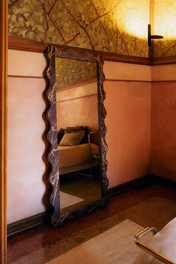 Espejo de pared rectangular en mármol Bayaibe