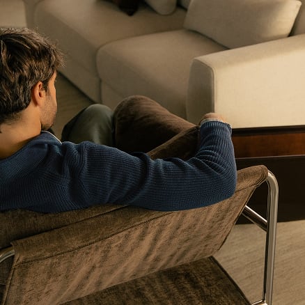 Fauteuil en chenille et fer Evani