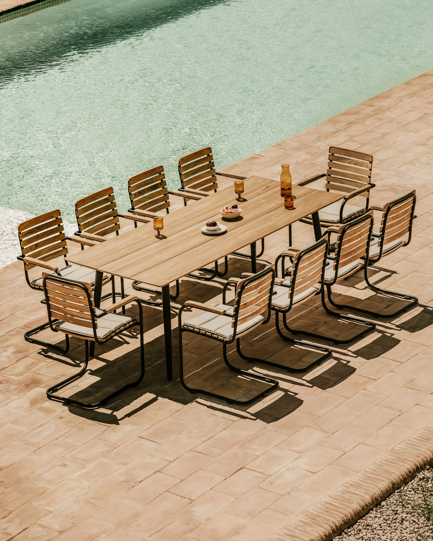 Tavolo da pranzo rettangolare in legno di teak e alluminio (240x100 cm) Lowel