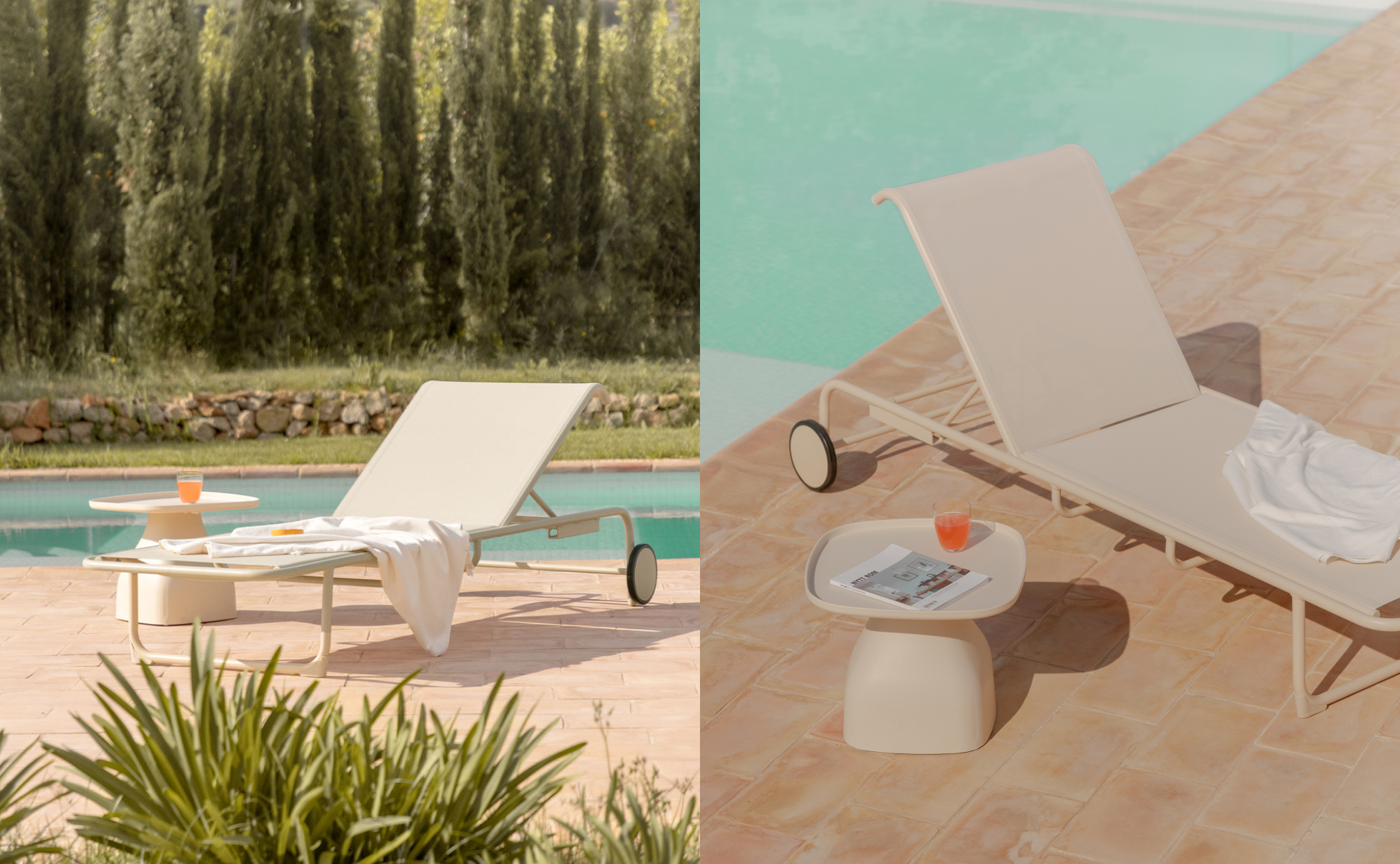 Lettino prendisole reclinabile in alluminio Leyanis