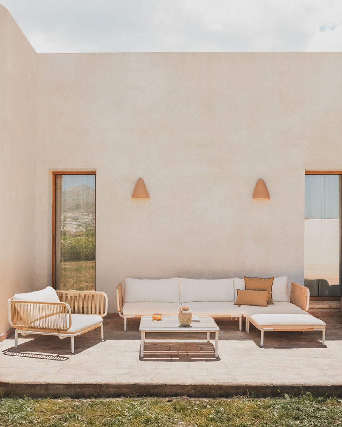 Divano modulare da giardino angolare Rubly in 5 pezzi 