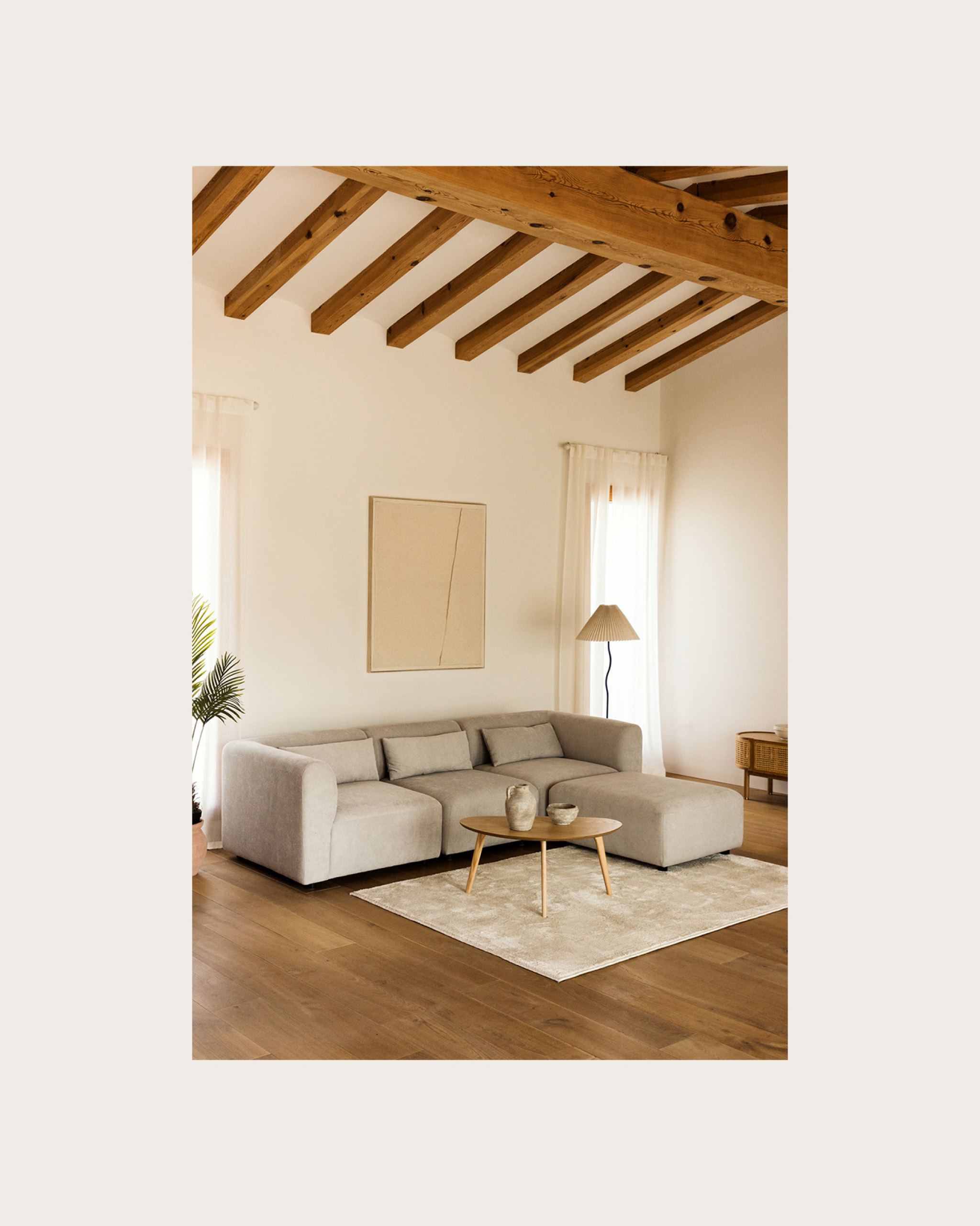 Divano componibile Fogler 3 pezzi con pouf