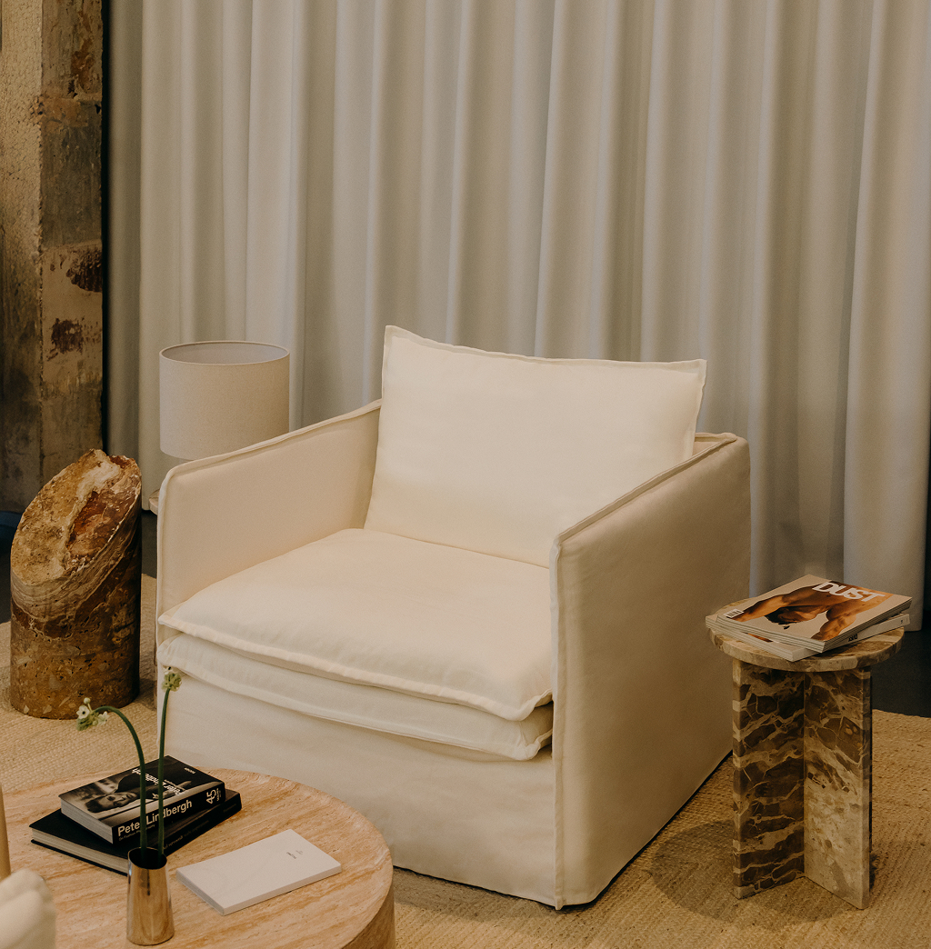 Fauteuil avec accoudoirs en lin et coton Grace