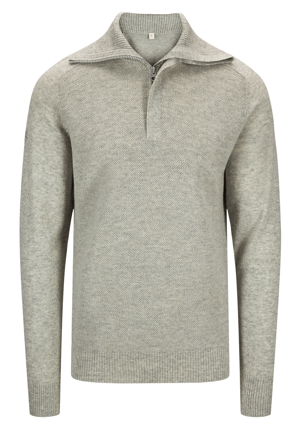 TUFTE ROBIN STITCH HALF-ZIP HERRE, GRÅ