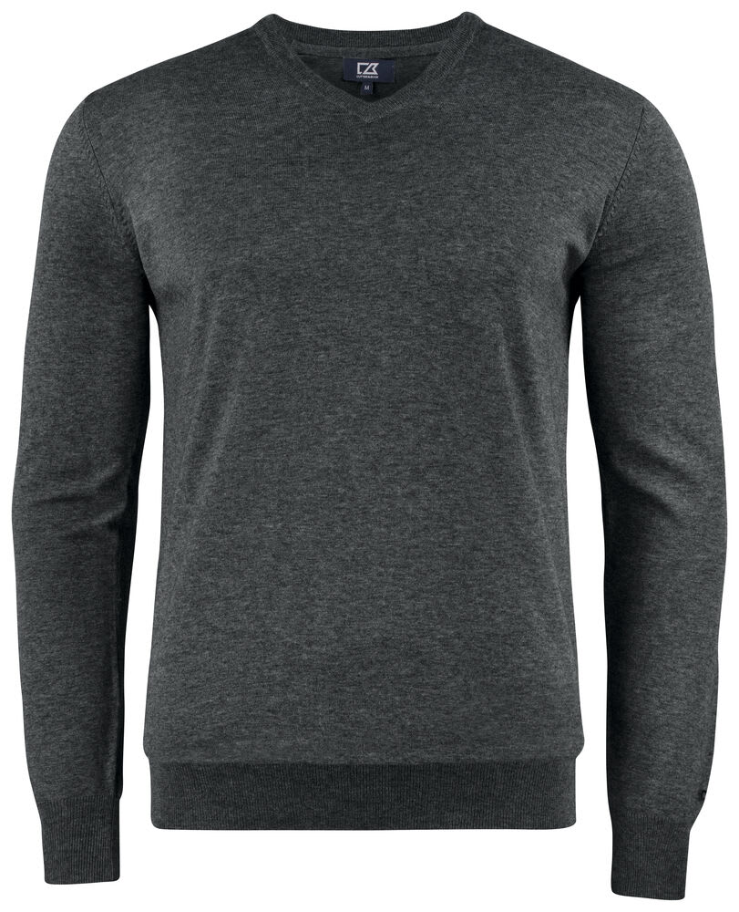 CUTTER & BUCK OAKVILLE V-NECK MEN, ANTHRACITE MELANGE