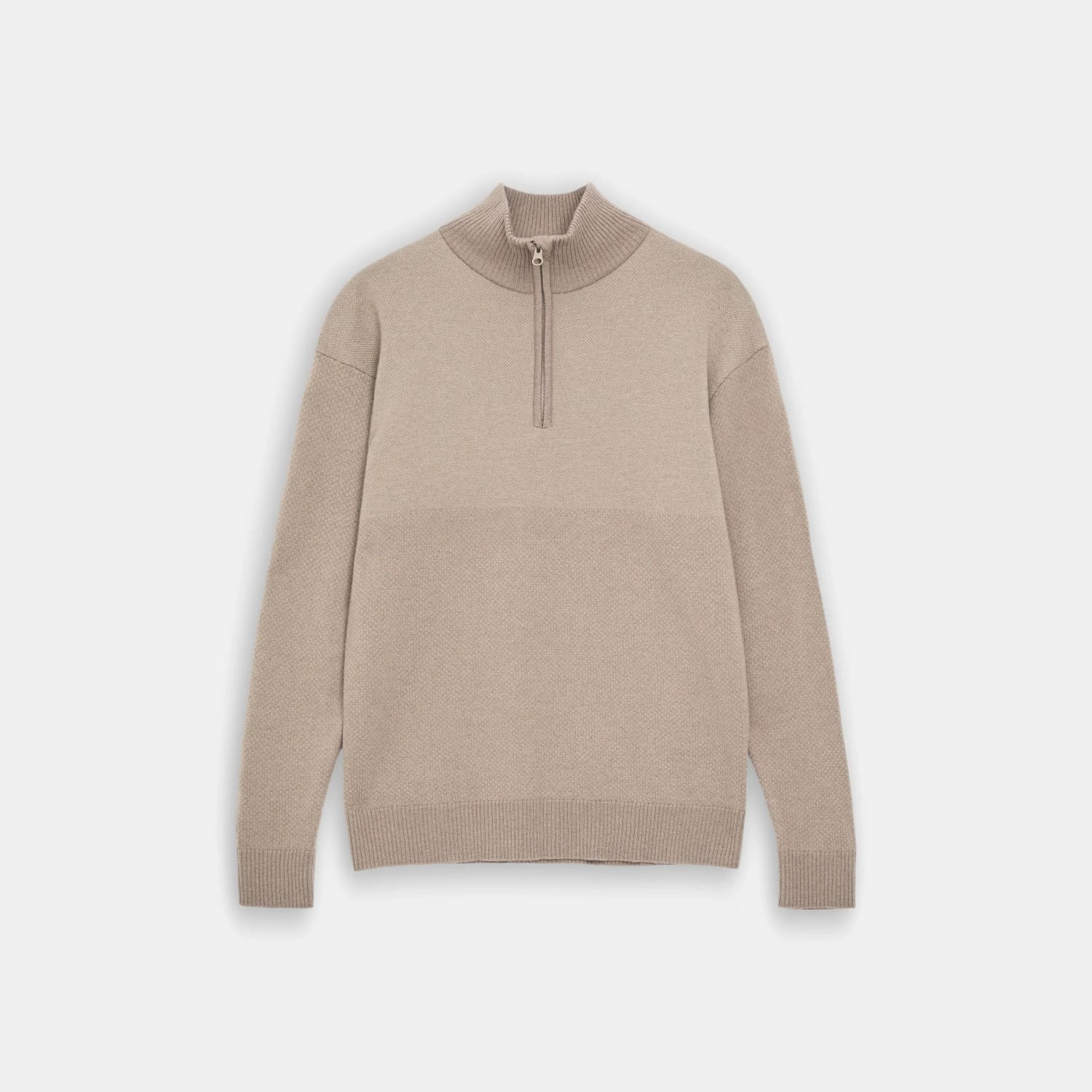 TUFTE ROBIN STITCH HALF-ZIP DAME, TAUPE