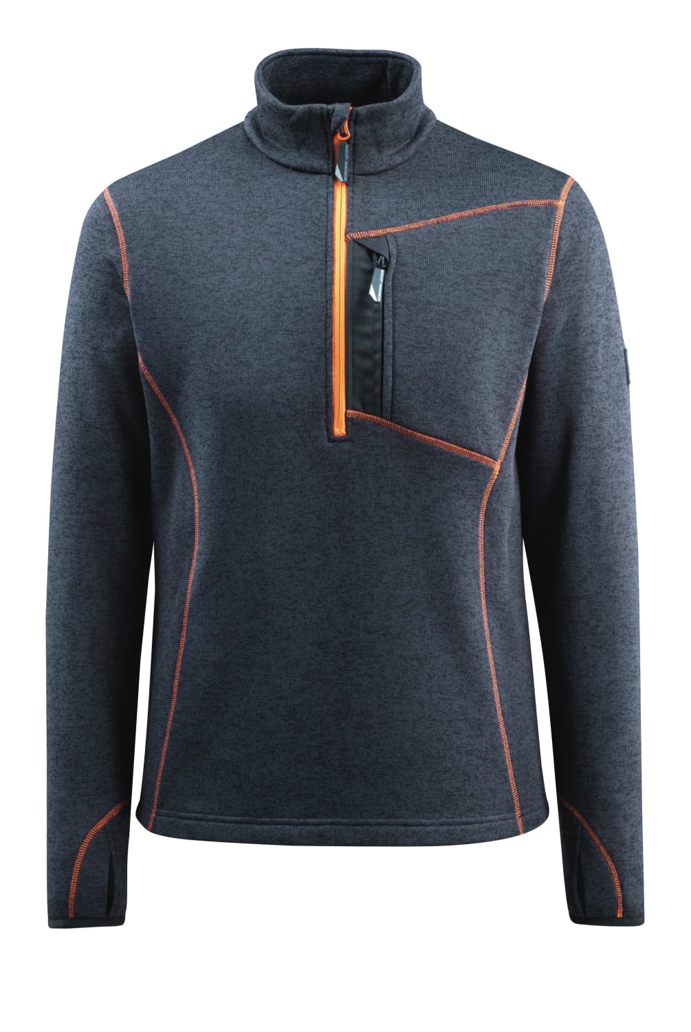 MASCOT STRIKKEGENSER MED ZIP, ORANGE/BLÅ