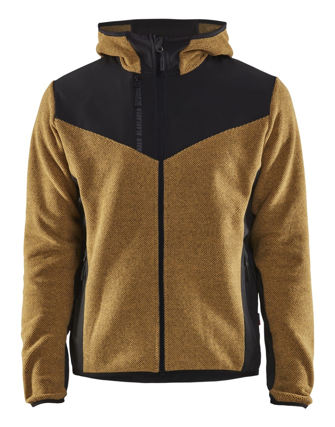 BLÅKLÆDER STRIKKEJAKKE MED SOFTSHELL OG HETTE, HONNING