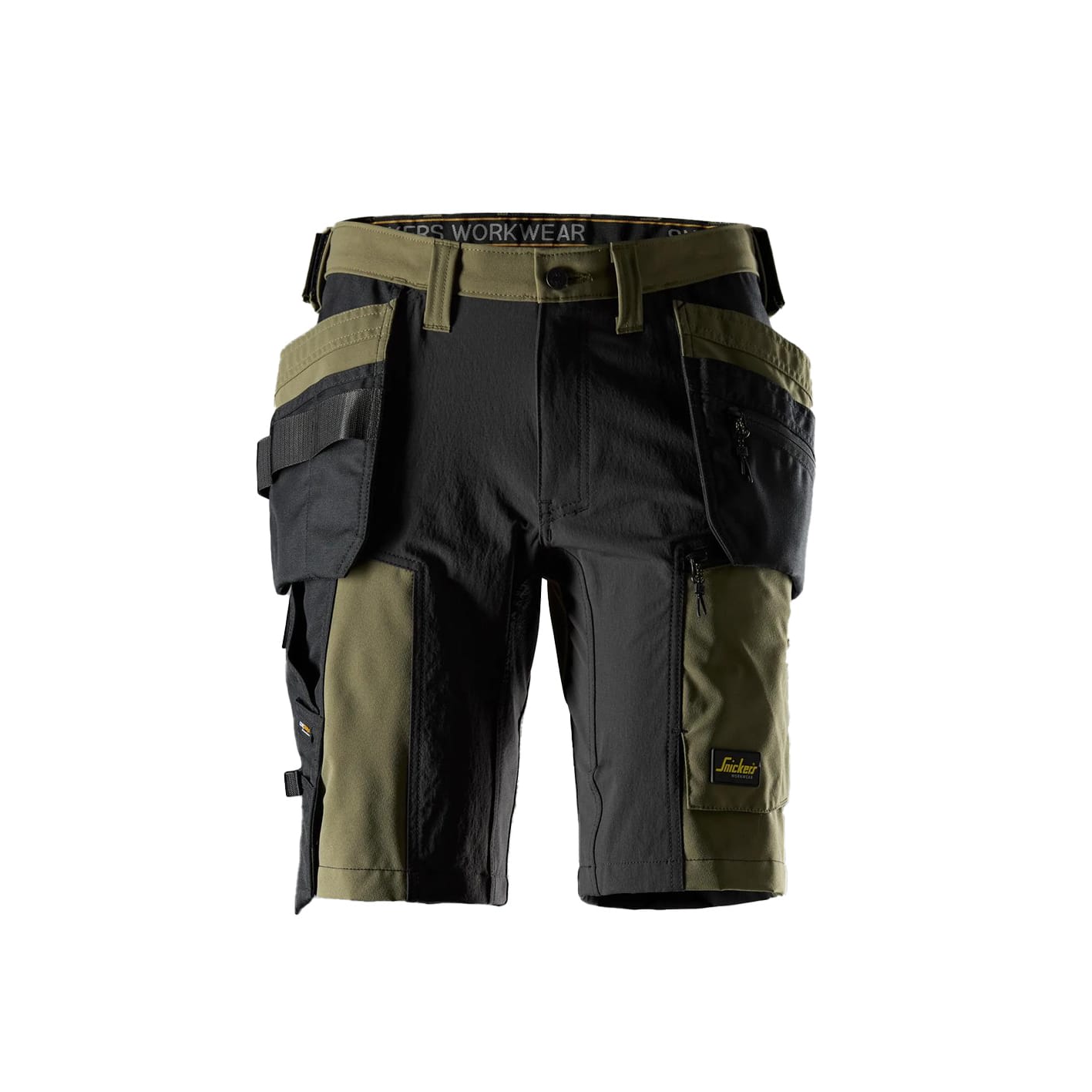 SNICKERS SHORTS MED STRETCH OG HYLSTERLOMMER, GRØNN/SORT