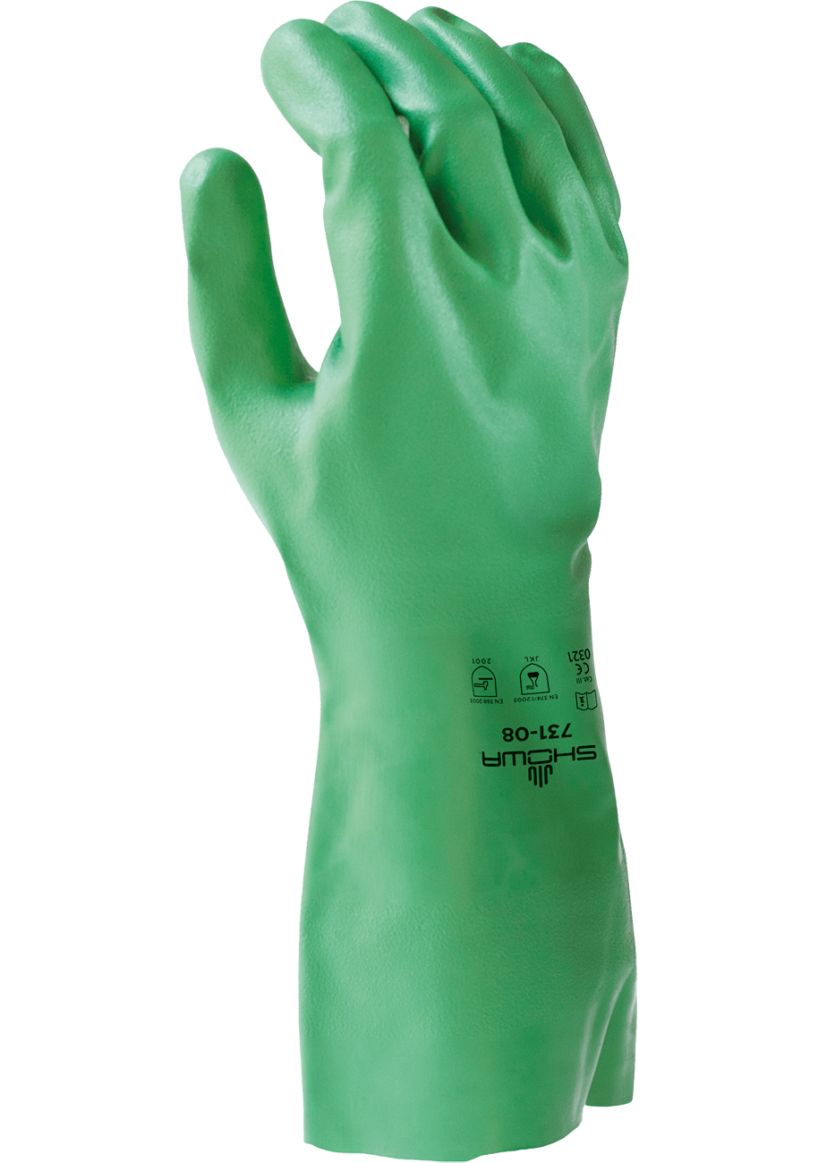 SHOWA NITRILE, KJEMIKALIEHANSKE, 33 CM LANG, NEDBRYTBAR