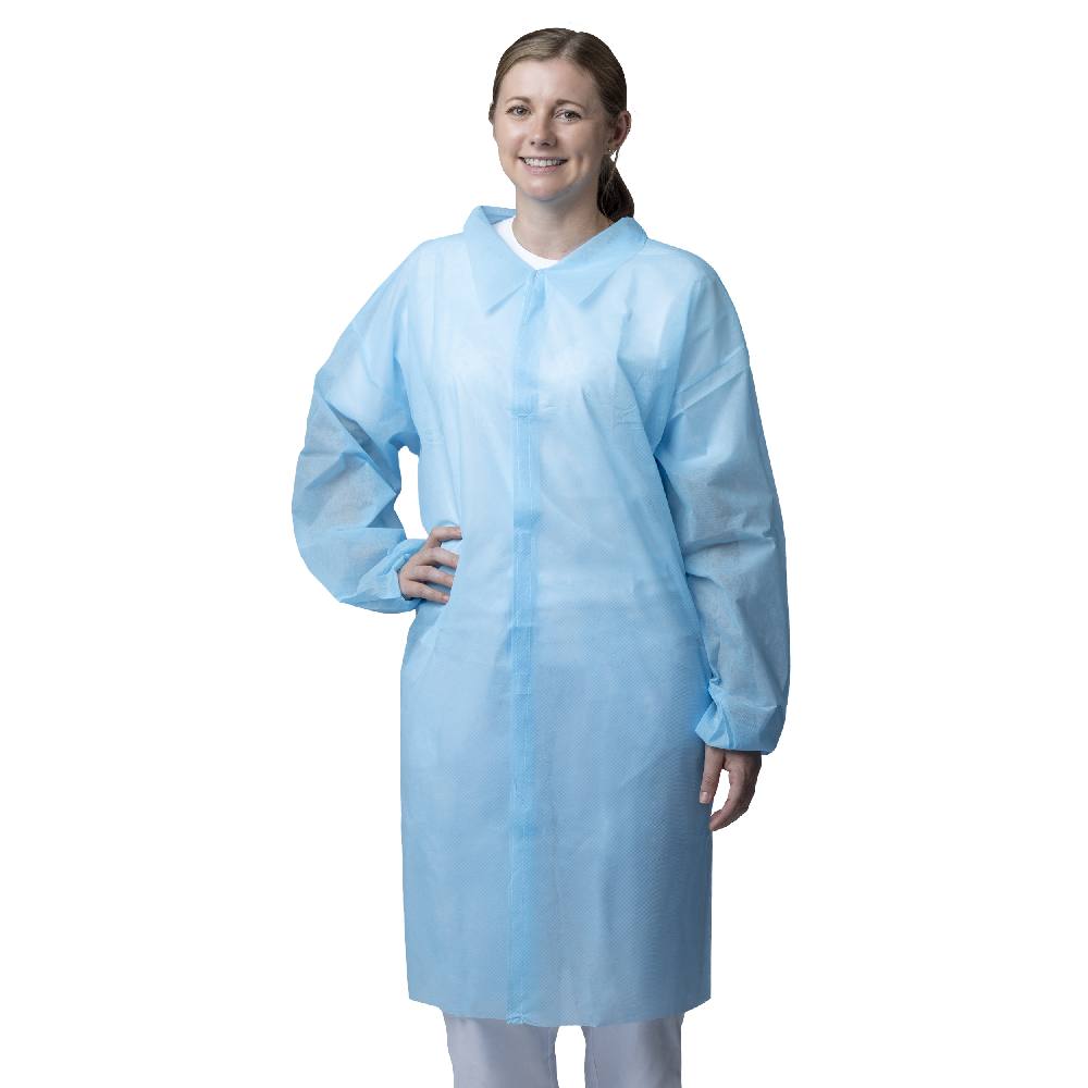 BESØKSFRAKK BLÅ M/BORRELÅSER FRONT, NON WOVEN