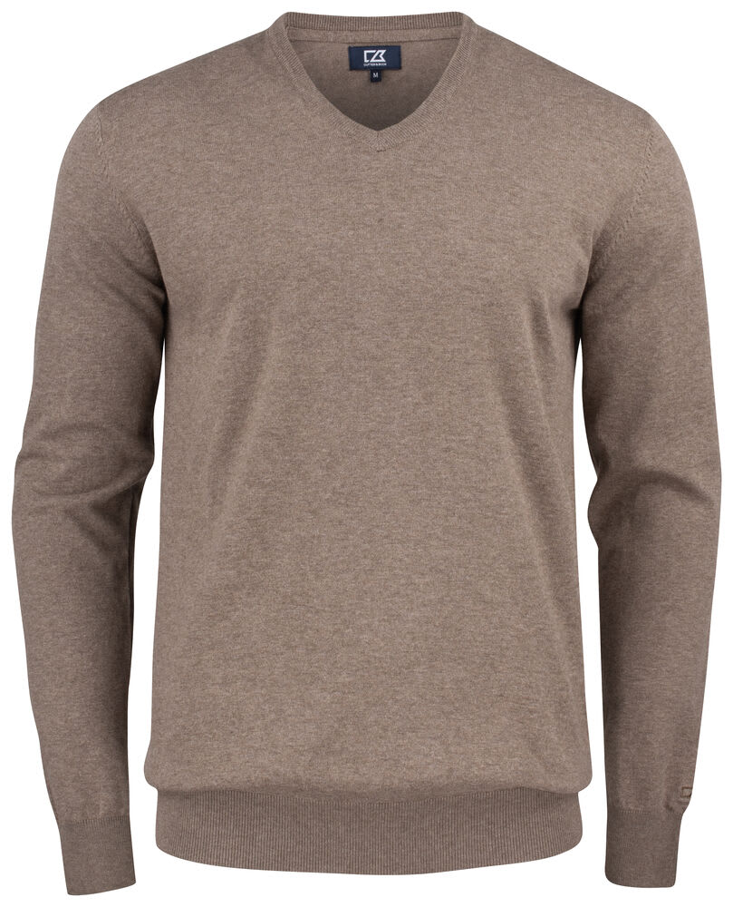 CUTTER & BUCK OAKVILLE V-NECK MEN, NOUGAT MELANGE