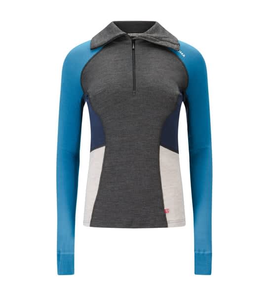 ACLIMA WARMWOOL POLO W, BLÅ/HVIT/GRÅ