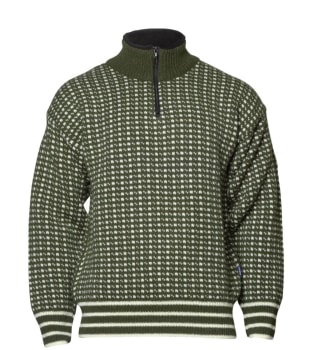 BRÅTENS ISLENDER W/ZIP GENSER, GRØNN/HVIT