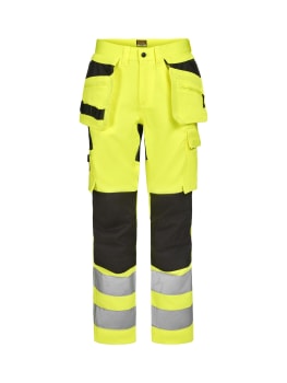 JOBMAN HÅNDVERKSBUKSE STRETCH VARSEL, GUL/SORT