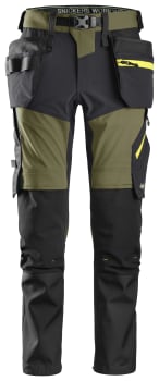 SNICKERS SOFTSHELL STRETCH ARBEIDSBUKSE, KHAKI GREEN
