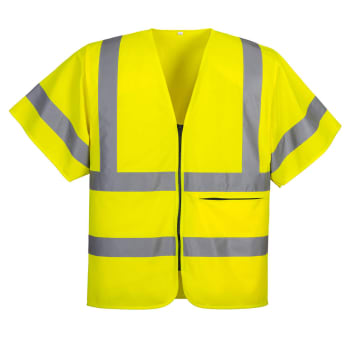 PORTWEST HI-VIS BAND OG BRACE ZIP VEST S/S GUL