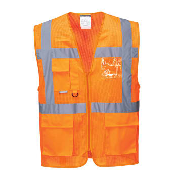 PORTWEST ATHENS HI-VIS MECH EXECUTIVE VEST, ORANGE