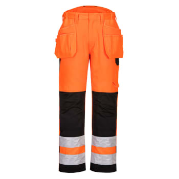 PORTWEST PW2 HI-VIS HÅNDVERKSBUKSE, ORANGE/SORT