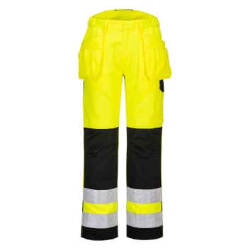 PORTWEST PW2 HI-VIS HÅNDVERKSBUKSE, GUL/SORT